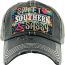 KBV1347 "Sweet Sassy Southern" Vintage Washed Baseball Cap - MiMi Wholesale