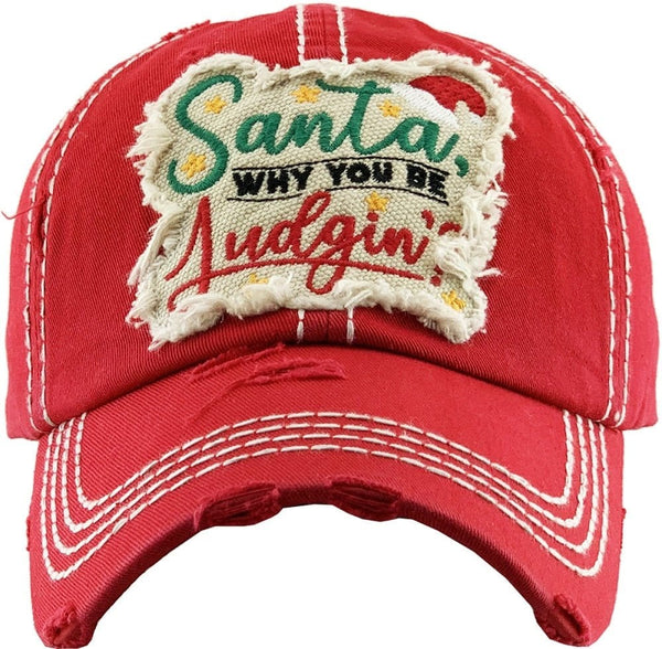 KBV1349 "Santa Why You Be Judgin'?" Vintage Washed Baseball Cap - MiMi Wholesale