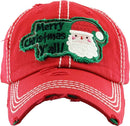 KBV1350 "Merry Christmas Y'all" Vintage Washed Baseball Cap - MiMi Wholesale