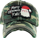 KBV1350 "Merry Christmas Y'all" Vintage Washed Baseball Cap - MiMi Wholesale