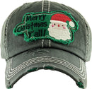 KBV1350 "Merry Christmas Y'all" Vintage Washed Baseball Cap - MiMi Wholesale