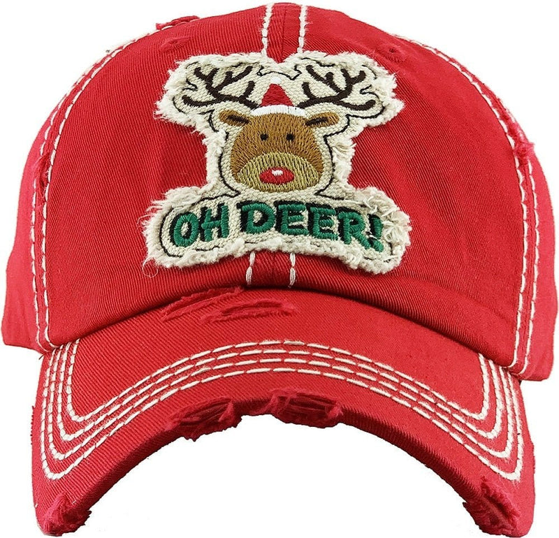 KBV1351 "Oh Deer" Vintage Washed Baseball Cap - MiMi Wholesale