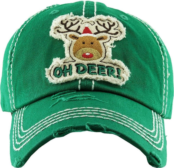 KBV1351 "Oh Deer" Vintage Washed Baseball Cap - MiMi Wholesale