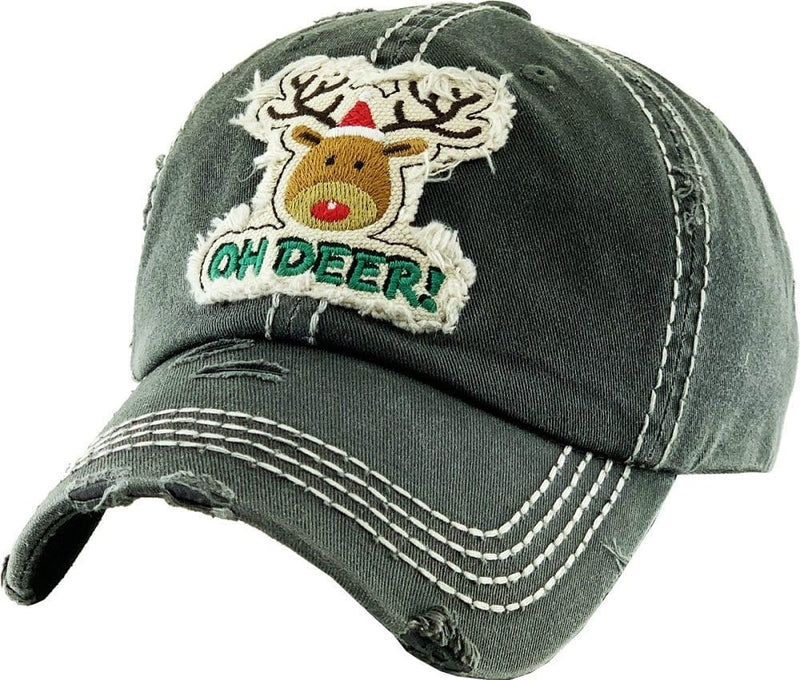 KBV1351 "Oh Deer" Vintage Washed Baseball Cap - MiMi Wholesale