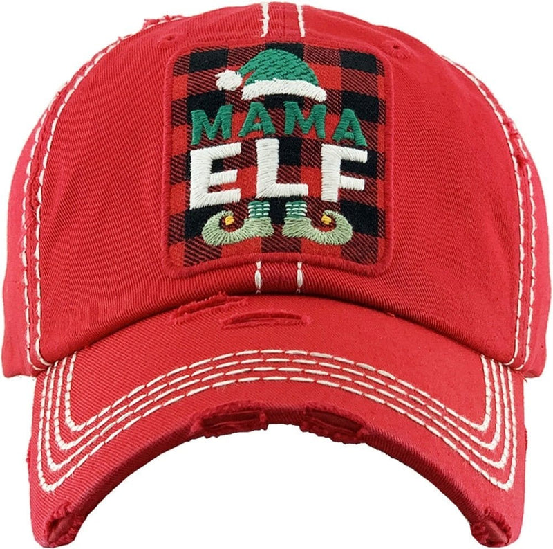 KBV1352 "Mama Elf" Vintage Washed Baseball Cap - MiMi Wholesale