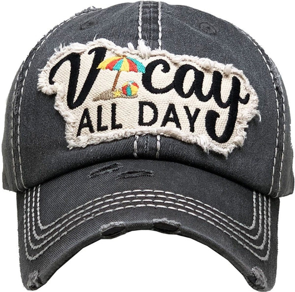 KBV1355 "Vacay All Day" Vintage Washed Baseball Cap - MiMi Wholesale