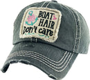 KBV1356 "Boat Hair Don't Care" Vintage Washed Baseball Cap - MiMi Wholesale