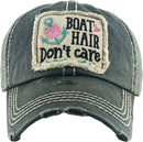 KBV1356 "Boat Hair Don't Care" Vintage Washed Baseball Cap - MiMi Wholesale