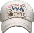 KBV1357 "Give Me Jesus & Coffee" Vintage Washed Baseball Cap - MiMi Wholesale