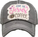 KBV1357 "Give Me Jesus & Coffee" Vintage Washed Baseball Cap - MiMi Wholesale
