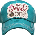 KBV1357 "Give Me Jesus & Coffee" Vintage Washed Baseball Cap - MiMi Wholesale