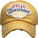 KBV1358 "Hello Sunshine" Vintage Washed Baseball Cap - MiMi Wholesale