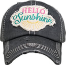 KBV1358 "Hello Sunshine" Vintage Washed Baseball Cap - MiMi Wholesale
