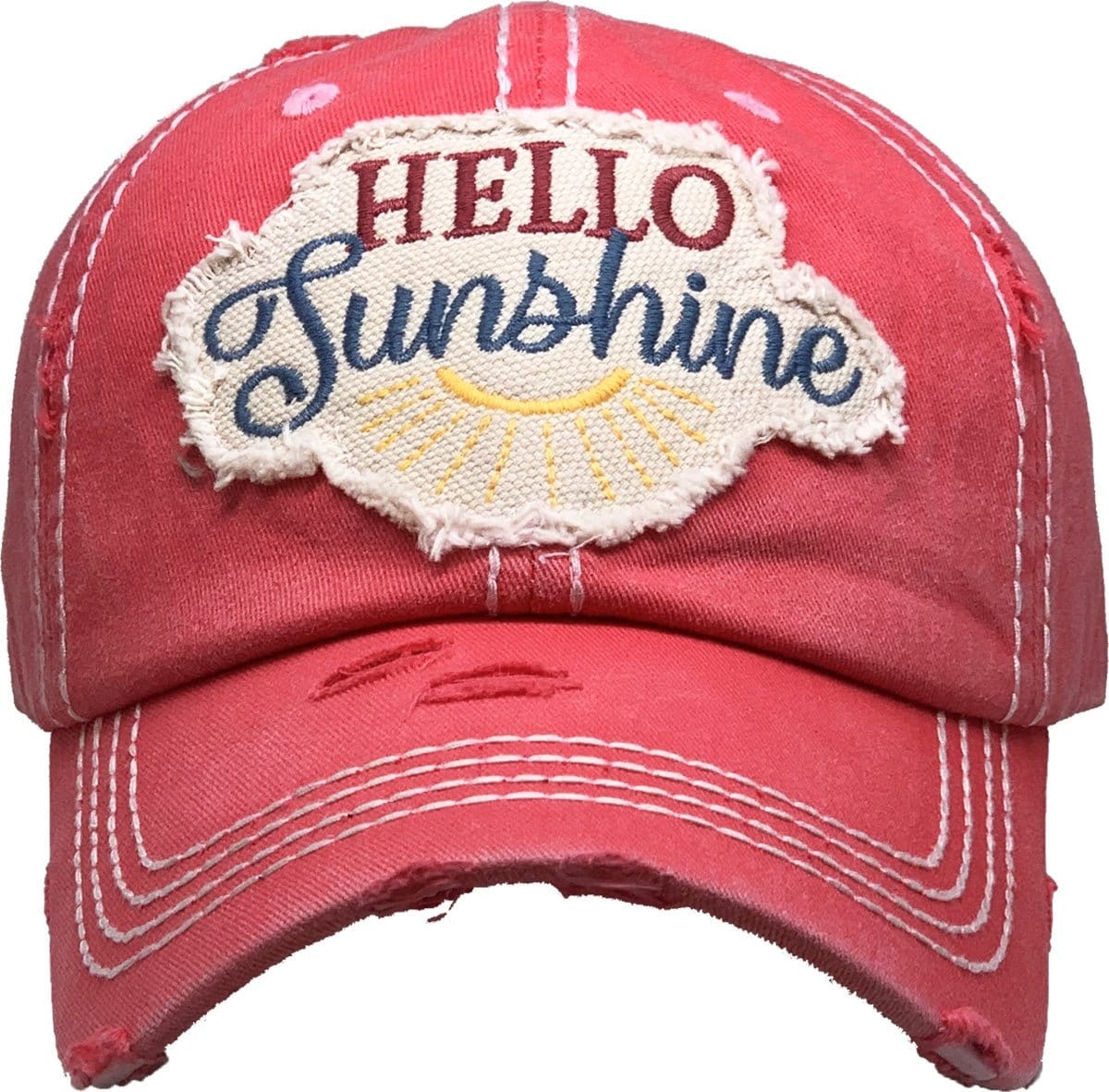 KBV1358 "Hello Sunshine" Vintage Washed Baseball Cap - MiMi Wholesale