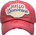 KBV1358 "Hello Sunshine" Vintage Washed Baseball Cap - MiMi Wholesale