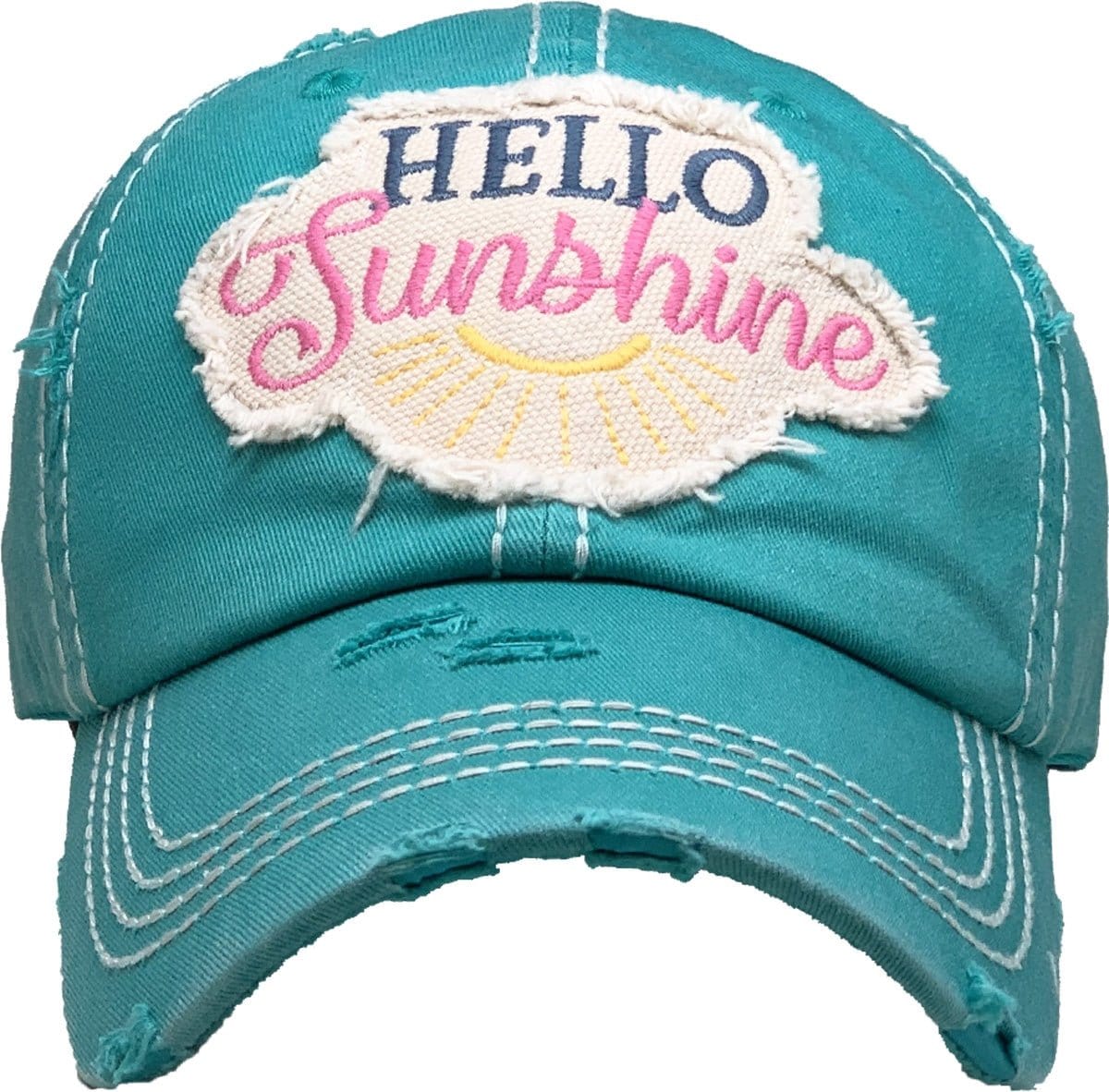 KBV1358 "Hello Sunshine" Vintage Washed Baseball Cap - MiMi Wholesale