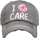 KBV1360 "I Don't Care" Vintage Washed Baseball Cap - MiMi Wholesale