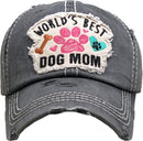 KBV1362 "World's Best Dog Mom" Vintage Washed Baseball Cap - MiMi Wholesale