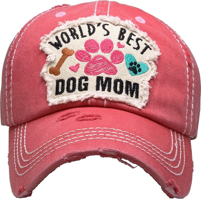 KBV1362 "World's Best Dog Mom" Vintage Washed Baseball Cap - MiMi Wholesale