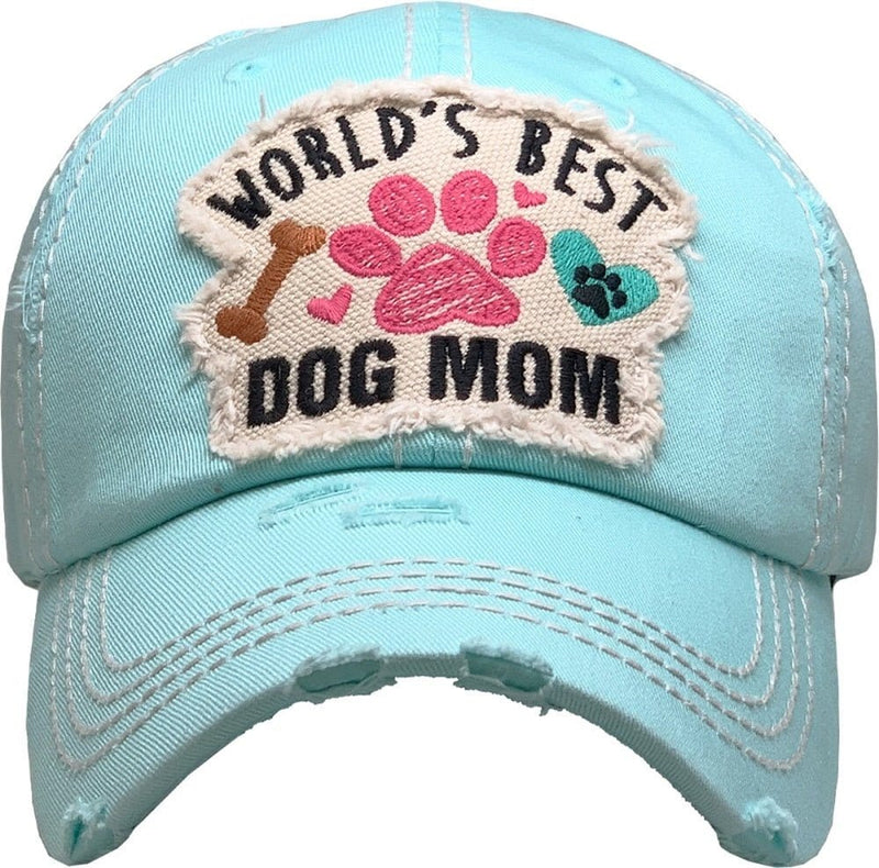 KBV1362 "World's Best Dog Mom" Vintage Washed Baseball Cap - MiMi Wholesale