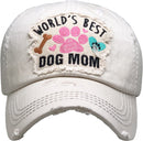 KBV1362 "World's Best Dog Mom" Vintage Washed Baseball Cap - MiMi Wholesale