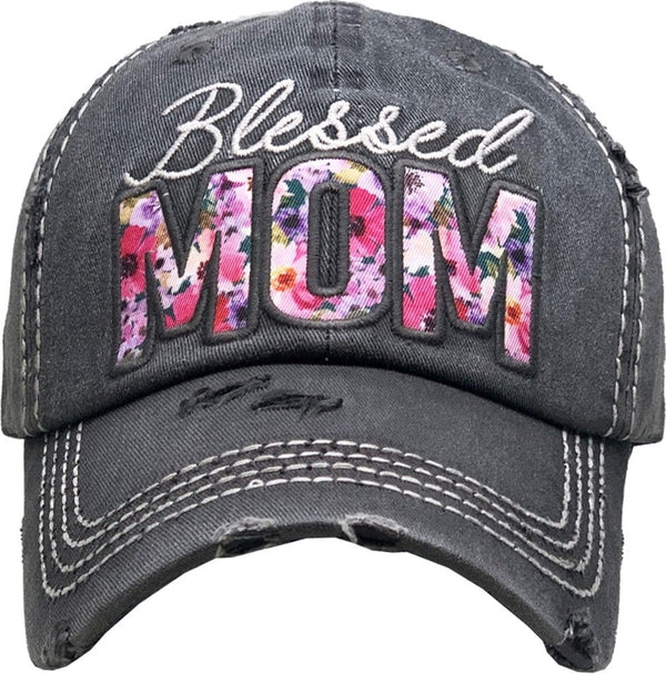 KBV1365 "Blessed Mom" Vintage Washed Baseball Cap - MiMi Wholesale