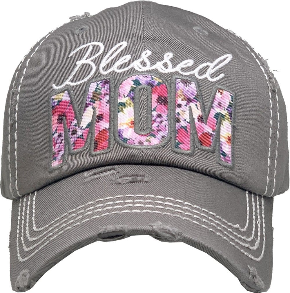 KBV1365 "Blessed Mom" Vintage Washed Baseball Cap - MiMi Wholesale