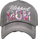 KBV1365 "Blessed Mom" Vintage Washed Baseball Cap - MiMi Wholesale