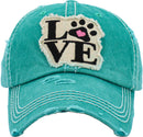 KBV1368 "Paw Love" Vintage Washed Baseball Cap - MiMi Wholesale