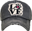 KBV1368 "Paw Love" Vintage Washed Baseball Cap - MiMi Wholesale