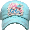 KBV1370 "LIFE IS BETTER AT THE LAKE " Vintage Washed Baseball Cap - MiMi Wholesale