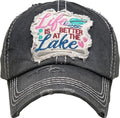 KBV1370 "LIFE IS BETTER AT THE LAKE " Vintage Washed Baseball Cap - MiMi Wholesale