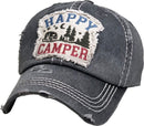 KBV1371 "Happy Camper" Vintage Washed Baseball Cap - MiMi Wholesale
