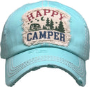 KBV1371 "Happy Camper" Vintage Washed Baseball Cap - MiMi Wholesale