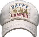 KBV1371 "Happy Camper" Vintage Washed Baseball Cap - MiMi Wholesale