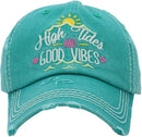 KBV1372 "High Tides and Good Vibes" Vintage Washed Baseball Cap - MiMi Wholesale
