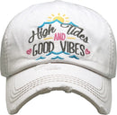 KBV1372 "High Tides and Good Vibes" Vintage Washed Baseball Cap - MiMi Wholesale