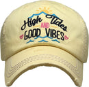 KBV1372 "High Tides and Good Vibes" Vintage Washed Baseball Cap - MiMi Wholesale