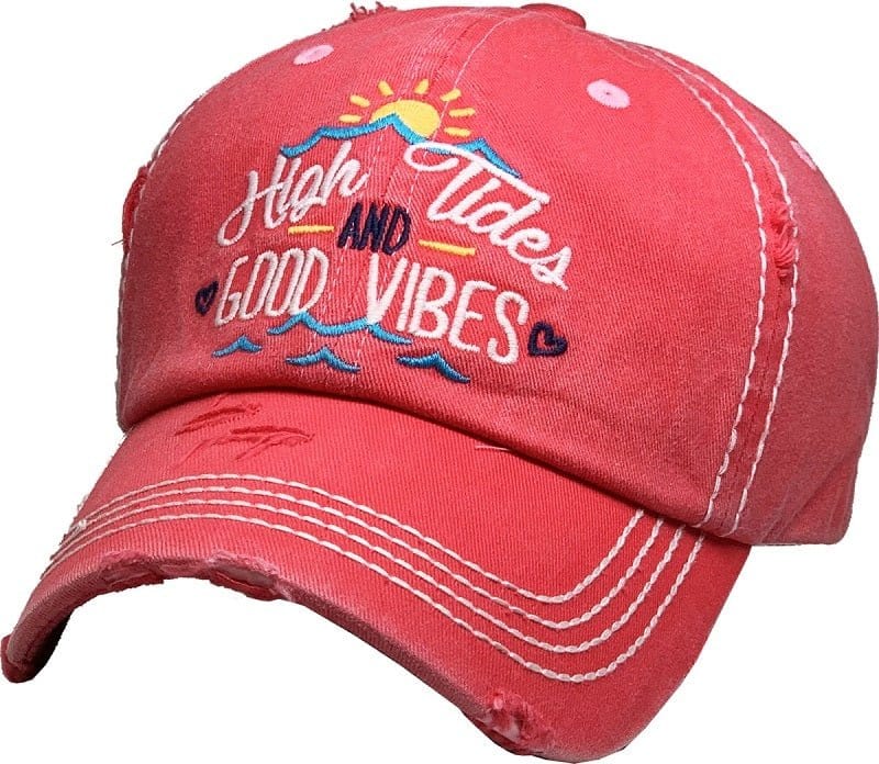 KBV1372 "High Tides and Good Vibes" Vintage Washed Baseball Cap - MiMi Wholesale