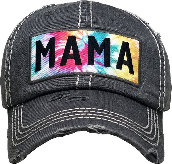 KBV1375 "Mama Tie Dye" Vintage Washed Baseball Cap - MiMi Wholesale