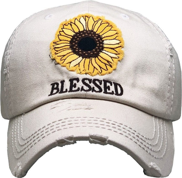 KBV1376 "Sunflower Blessed" Vintage Washed Baseball Cap - MiMi Wholesale