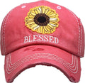 KBV1376 "Sunflower Blessed" Vintage Washed Baseball Cap - MiMi Wholesale