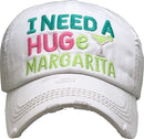 KBV1377 "I Need a Huge Margarita" Vintage Washed Baseball Cap - MiMi Wholesale