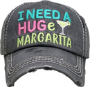 KBV1377 "I Need a Huge Margarita" Vintage Washed Baseball Cap - MiMi Wholesale