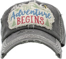 KBV1380 "The Adventure Begins" Vintage Washed Baseball Cap - MiMi Wholesale