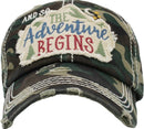 KBV1380 "The Adventure Begins" Vintage Washed Baseball Cap - MiMi Wholesale