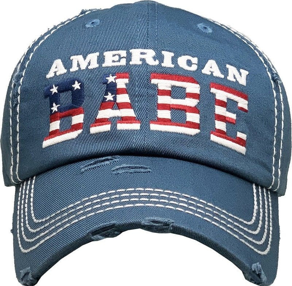 KBV1381 "America Babe" Vintage Washed Baseball Cap - MiMi Wholesale