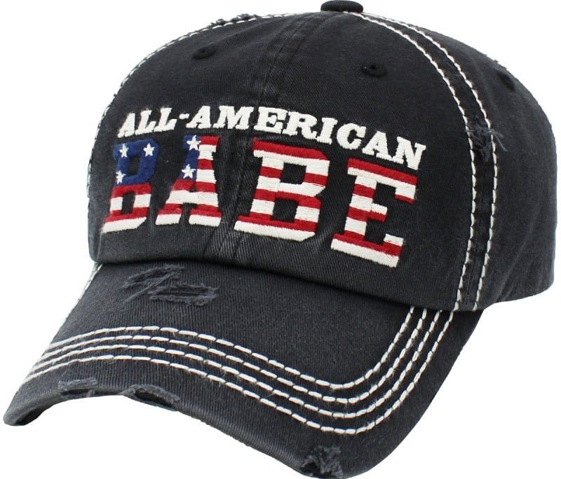 KBV1381 "America Babe" Vintage Washed Baseball Cap - MiMi Wholesale
