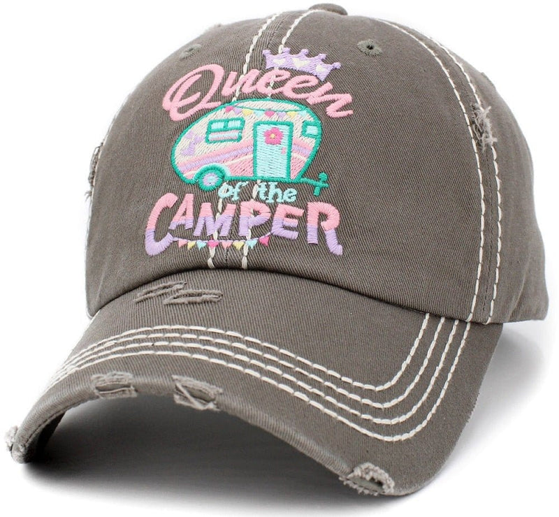 KBV1389 "Queen Camper" Vintage Washed Baseball Cap - MiMi Wholesale