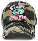 KBV1389 "Queen Camper" Vintage Washed Baseball Cap - MiMi Wholesale